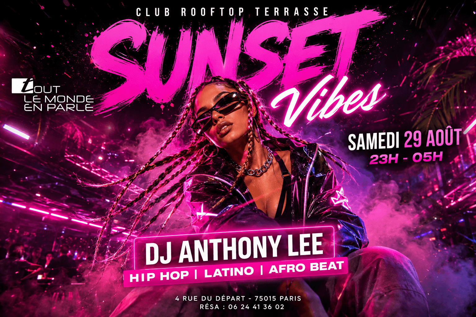 Sunset Vibes rooftop club terrasse hiphop afrobeat,latino