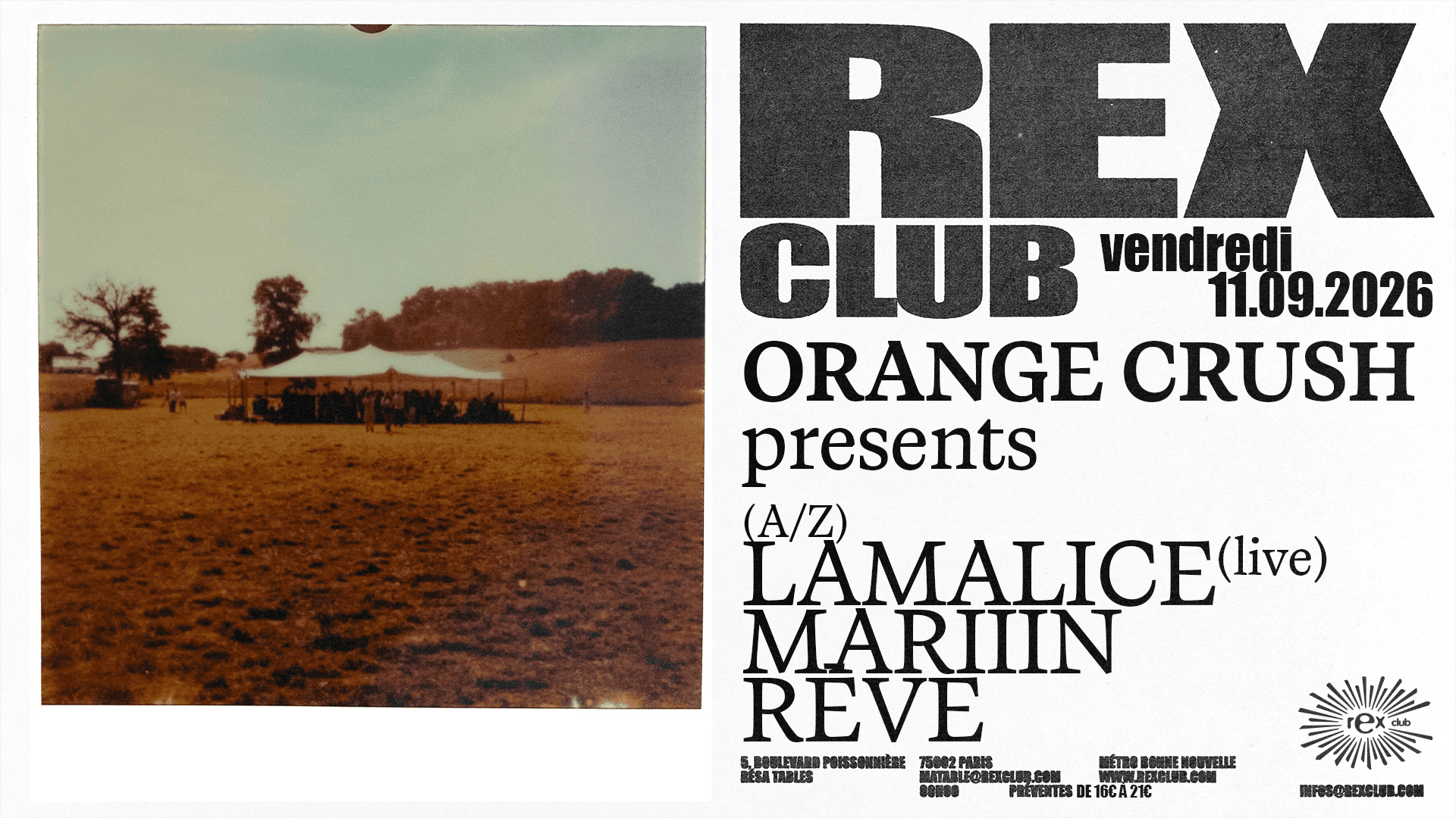 Orange Crush Presents: Lamalice (Live), Mariiin, Rēve